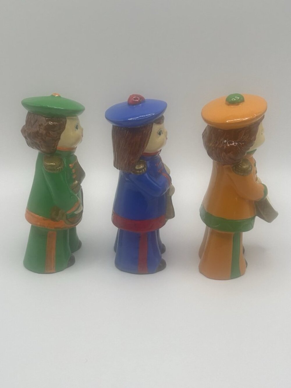 3 Mid Century Paper Mache Plaster Band Figurines Marching Christmas Japan Vntg - Picture 16 of 16